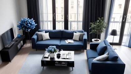 Photo interior modern design room 3D illustration