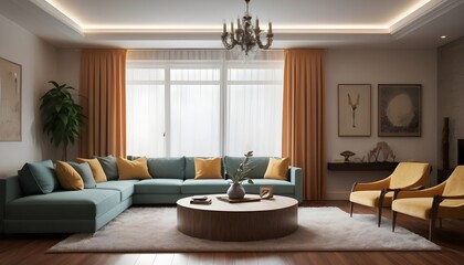 Fototapeta premium Photo interior modern design room 3D illustration