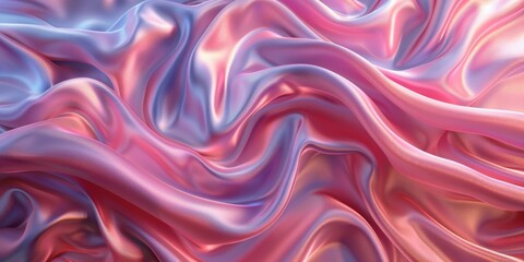 The photo shows opulent pink silk fabric, with soft folds and shiny texture, suitable for elegant backgrounds. High quality photo