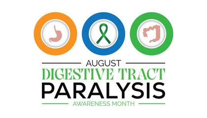 Digestive Tract Paralysis Awareness Month is observed every year on August.banner design template Vector illustration background design.