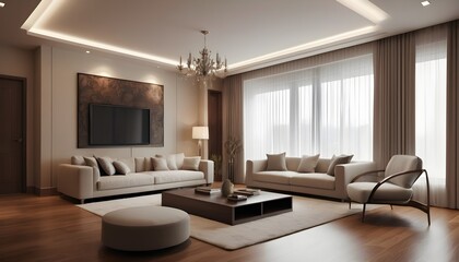 Photo interior modern design room 3D illustration