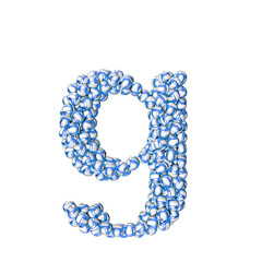 Symbol made of blue volleyballs. letter g