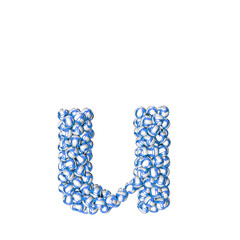 Symbol made of blue volleyballs. letter u