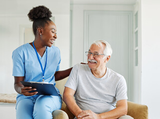 nurse senior woman home care patient elderly health retirement caregiver assistance nursing old doctor nursing home happy help man reaching out service carer