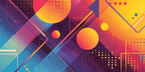 Geometric gradient backdrop intersecting shapes vibrant colors geometric background design with layers of textured material triangle squares shapes in random geometric panoramic polygonal wallpaper 