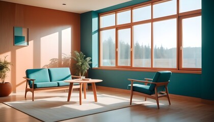 Photo interior modern design room 3D illustration