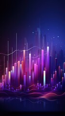 Colorful abstract statistics chart wallpaper background illustration stock market graph going up trend bullish