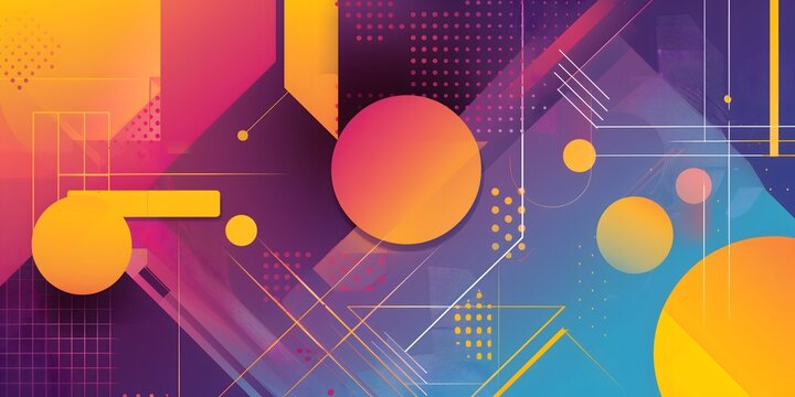 Geometric gradient backdrop intersecting shapes vibrant colors geometric background design with layers of textured material triangle squares shapes in random geometric panoramic polygonal wallpaper 