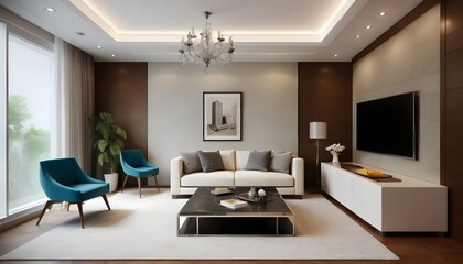 Photo interior modern design room 3D illustration