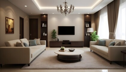 Photo interior modern design room 3D illustration