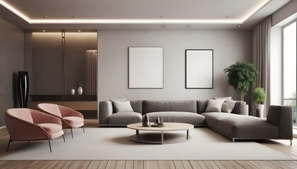 Photo interior modern design room 3D illustration