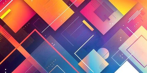 Geometric gradient backdrop intersecting shapes vibrant colors geometric background design with layers of textured material triangle squares shapes in random geometric panoramic polygonal wallpaper 