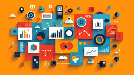 Imagine a flat design of a risk assessment matrix for a project