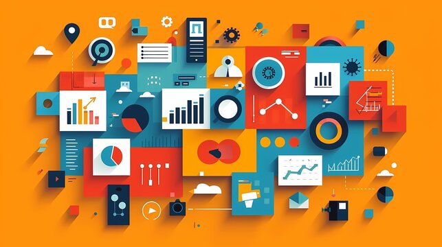 Imagine a flat design of a risk assessment matrix for a project