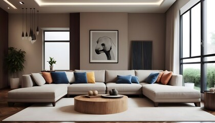 Photo interior modern design room 3D illustration