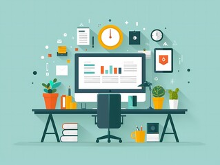 Visualize a flat design of a project completion certificate