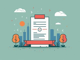 Visualize a flat design of a project completion certificate
