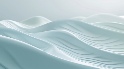 Obraz premium A light blue gradient background with undulating sand dunes in a minimalist style.