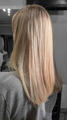 Long hair. Hair coloring process. Salon work. Step-by-step process.