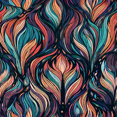 Fantasy liquid crystal seamless background, vector style pattern, modern wallpaper design. Generative ai