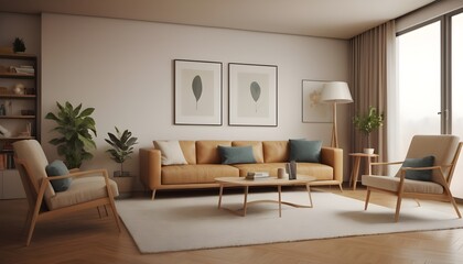 Photo interior modern design room 3D illustration