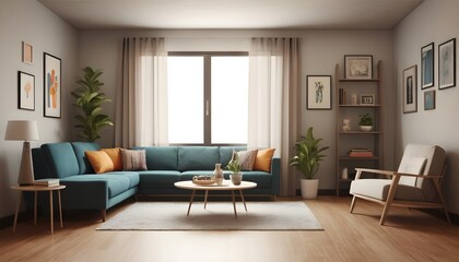 Photo interior modern design room 3D illustration
