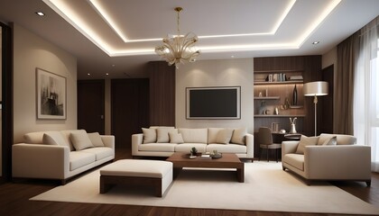 Photo interior modern design room 3D illustration