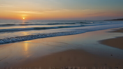 Obraz premium tranquil beach at sunrise 