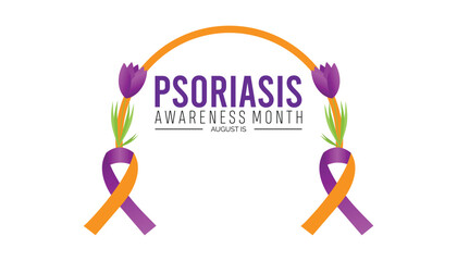 psoriasis awareness month is observed every year on August.banner design template Vector illustration background design.
