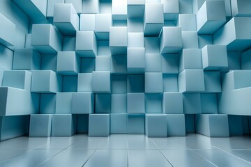 Blue Geometric Background with Intricate Wall Patterns