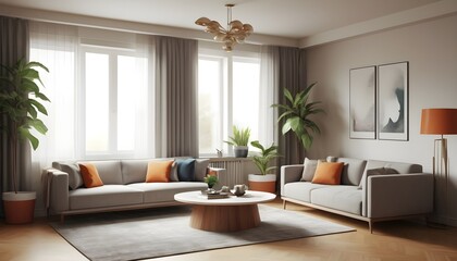 Fototapeta premium Photo interior modern design room 3D illustration