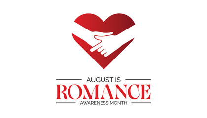 Obraz premium Romance Awareness Month is observed every year on August.banner design template Vector illustration background design.