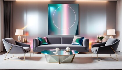 Photo interior modern design room 3D illustration