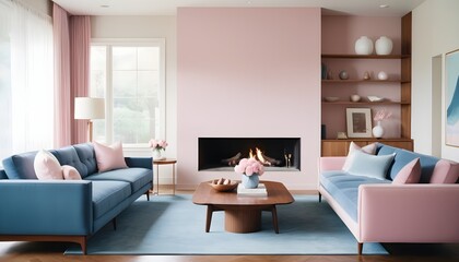 Photo interior modern design room 3D illustration