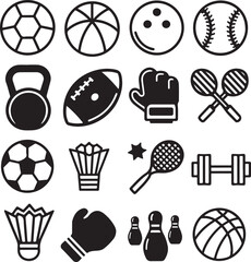 Collection of Sports and Recreational Icons Vector Set