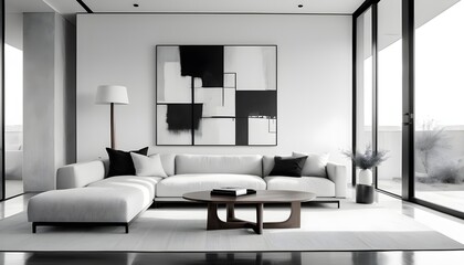 Photo interior modern design room 3D illustration