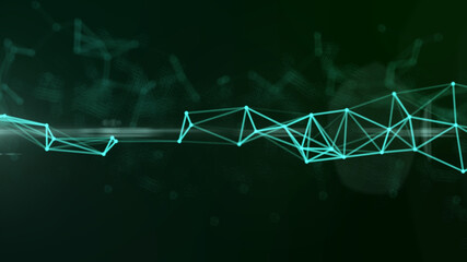 cyan programming moving plexus spinning space particle form, futuristic neon graphic Background, 3D technology shape background