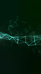 Portrait cyan programming moving plexus spinning space particle form, futuristic neon graphic Background, 3D technology shape background