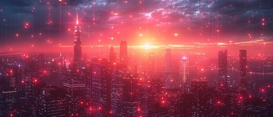 Obraz premium Smart city big data connection technology concept 