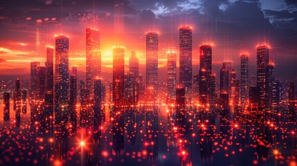 Obraz premium Smart city big data connection technology concept 