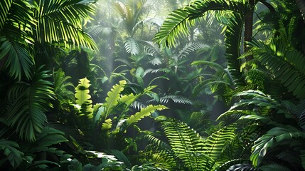 leafy green fern background. 