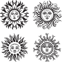 Sunshine Face Vector Silhouette