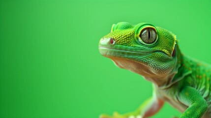 Fototapeta premium Gecko, Green Background