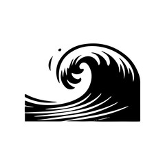 Obraz premium Vector silhouette of sea waves in the ocean simple design