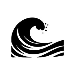 Obraz premium Vector silhouette of sea waves in the ocean simple design