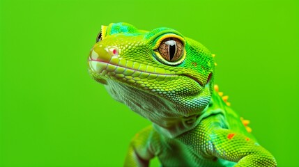 Fototapeta premium Gecko, Green Background