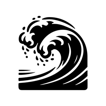 recommend clip art: Vector silhouette of sea waves in the ocean simple design