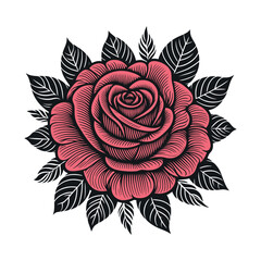 Flat  vector  rose flower silhouette design template illustration