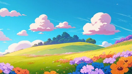 Fototapeta premium landscape with flowers