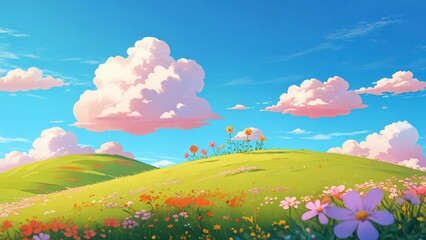 Fototapeta premium landscape with flowers